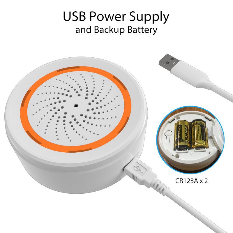 Neo Graffiti Zigbee Smart Security Alarm with Sound & Light - Dual USB/Battery Power.