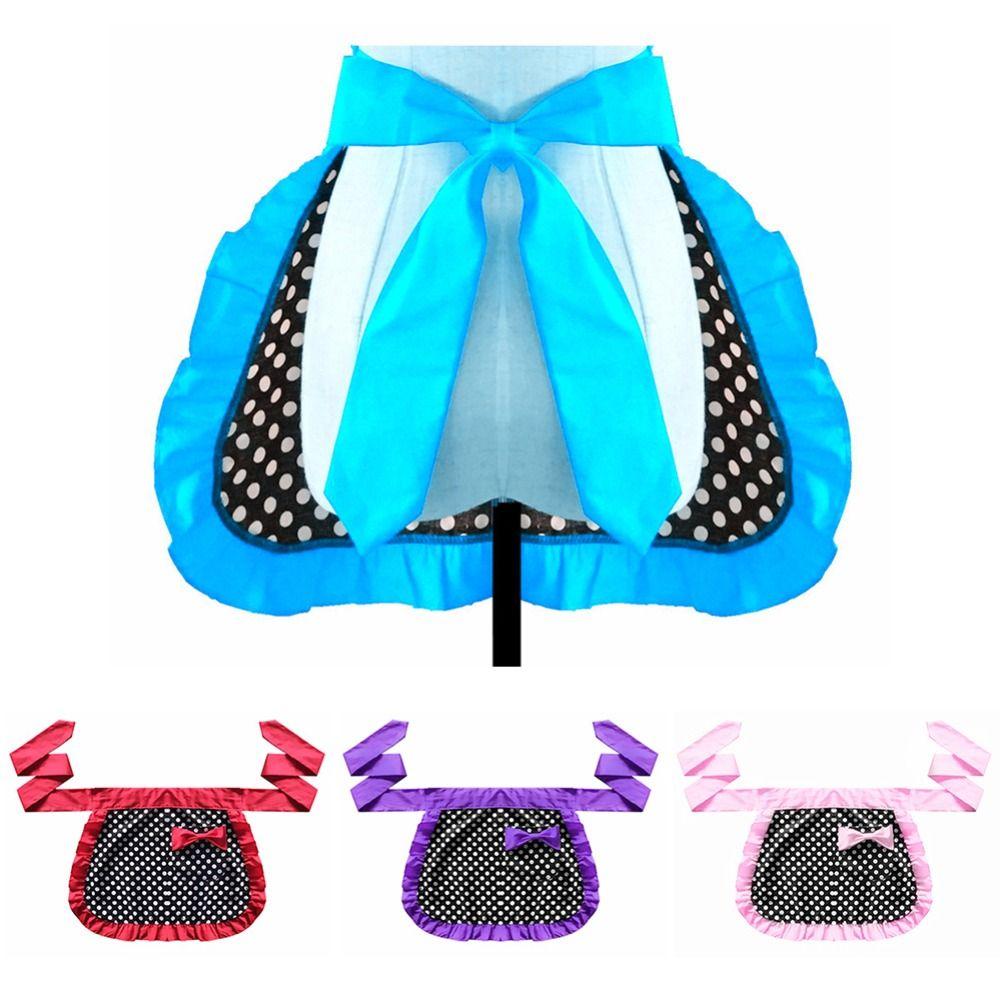Cotton Half Apron Small Dot Hotel Apron Fashion Working Clothes  For Women Girls
