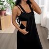 Women Cami Top Dress Two Piece Set Summer Solid Color Wide Strap Long Dress Camisole Casual Ankle Length Sleeveless Midi Dress