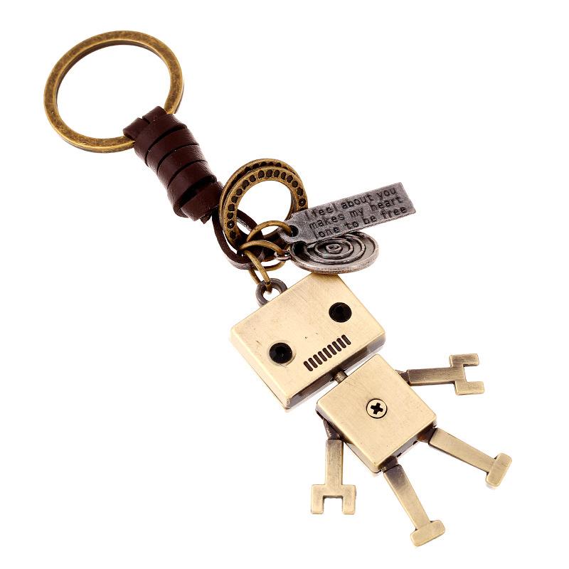 Simple Cartoon Cute Robot Keychain Personalized Retro Woven Key Pendant Creative Bag Pendant