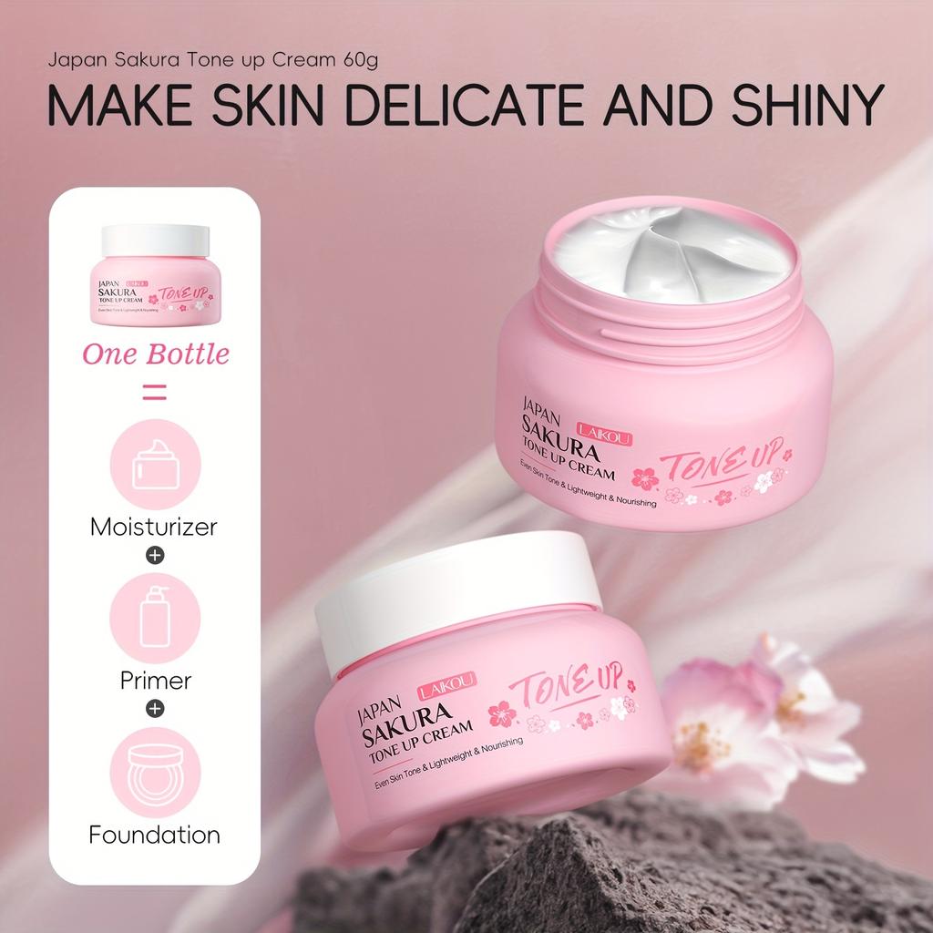 Sakura Facial Non-Face Cream 60g - Blackberry Extract, Vitamin C and Niacinamide Makeup Pre-Cream Moisturizing Cream, Natural Beauty Cream