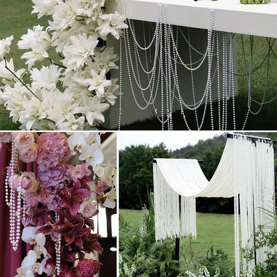 5M White Circular String Imitation Pearl Chain Wedding Dress Clothing Decoration Background Styling DIY Handmade Craft Supplies