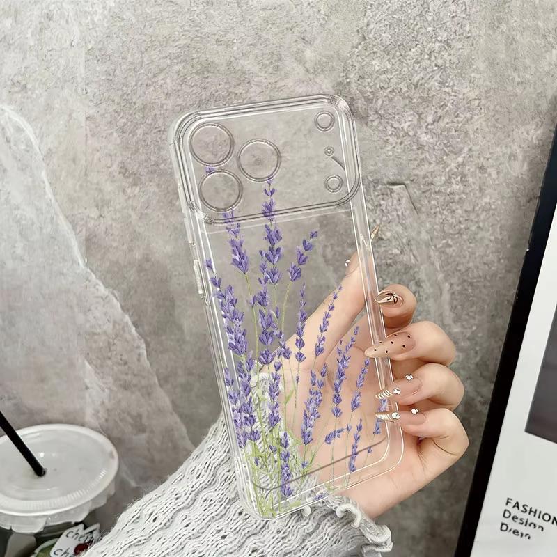 Elegance Purple Lavender Pattern Clear Case For Samsung Galaxy S26 S25 S24 S23 S22 S21 S20 Ultra Plus FE A53 A72 A71 A73 Cover