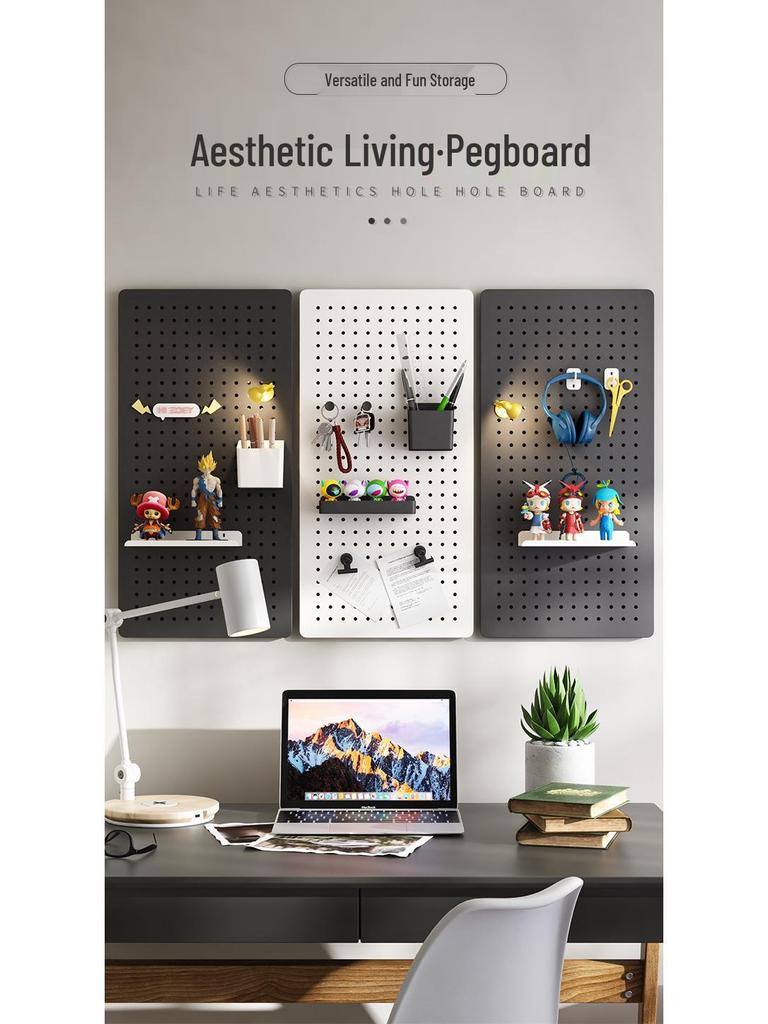 Esports Gaming Desk with Pegboard Wall Organizer and Equipment Rack