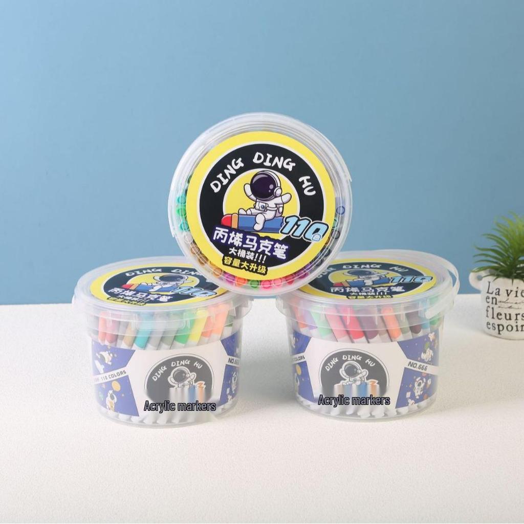 Dingdinghu 110-Color Stackable Acrylic Marker Pen Set for Kids' Drawing On Opaque Paper