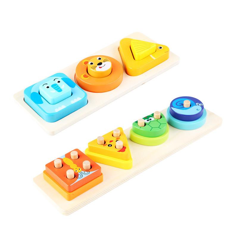 Blocks Wooden Stacking For Kids Learning Toy With Shape And Animal Matching