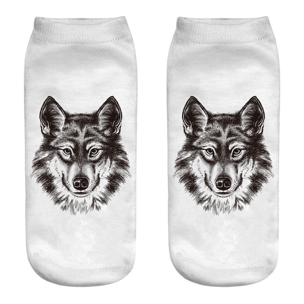 Wild Wolf Series Unisex Sox Women's Funny Cartoon Animal Cute 3D Print Ankle Socks  Fashion Punk Gothic Club Sokken