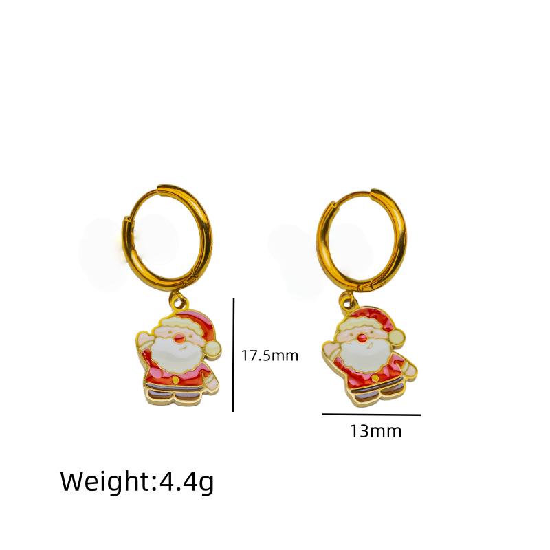 New Fashion Christmas Earrings: Creative Snowman & Tree Design In Stainless Steel