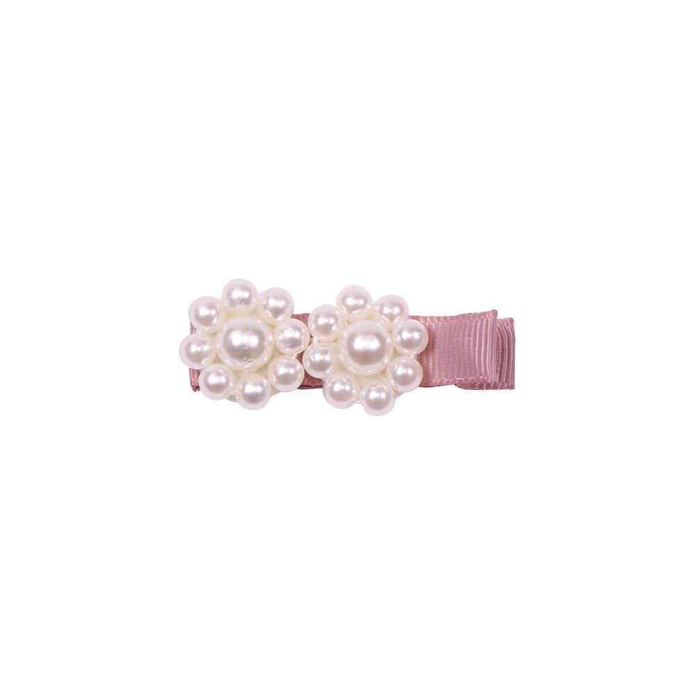 Girls' Handmade Pearl Bow Hairpin and Ribbon Bangs Clip