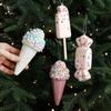 2pcs Cute Artificial Ice Cream Model Small Christmas Tree Hanging Decoration  Hotel Office Decor
