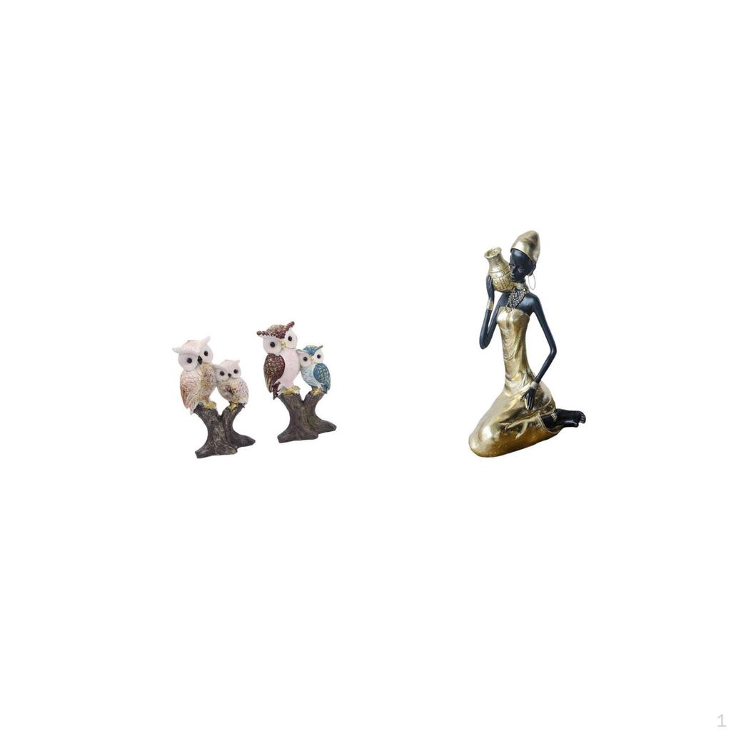 Owl Lady Sculpture Realistic Animal And Tribal Art Figurine Unique Handmade Resin Decoration for