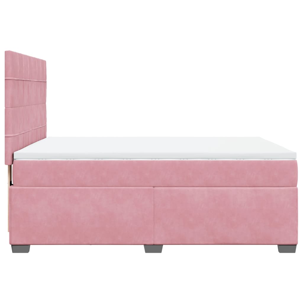 Pink Box Spring Bed with Mattress 140 X 190 Cm Velvet