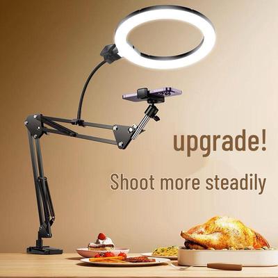 Supporto Mobile Professionale a Sospensione con Luce LED per Live Streaming, Registrazione Video da Desktop e Riprese Vlog.