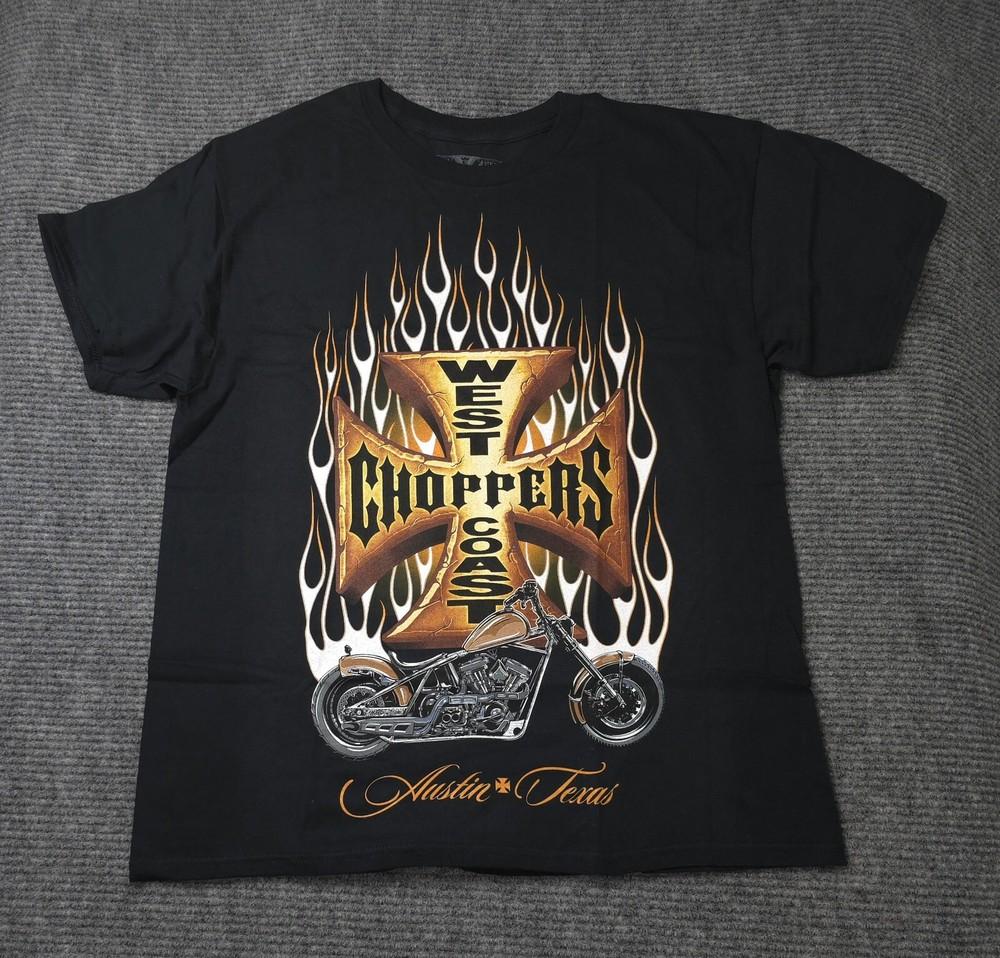 West Coast Choppers Black T-shirt Motorcycle Cross Austin Texas Retro Size S Unisex T-Shirt S