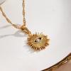 Stainless Steel Evil Eye Pendant Necklace with Rhinestones and Water Wave Chain