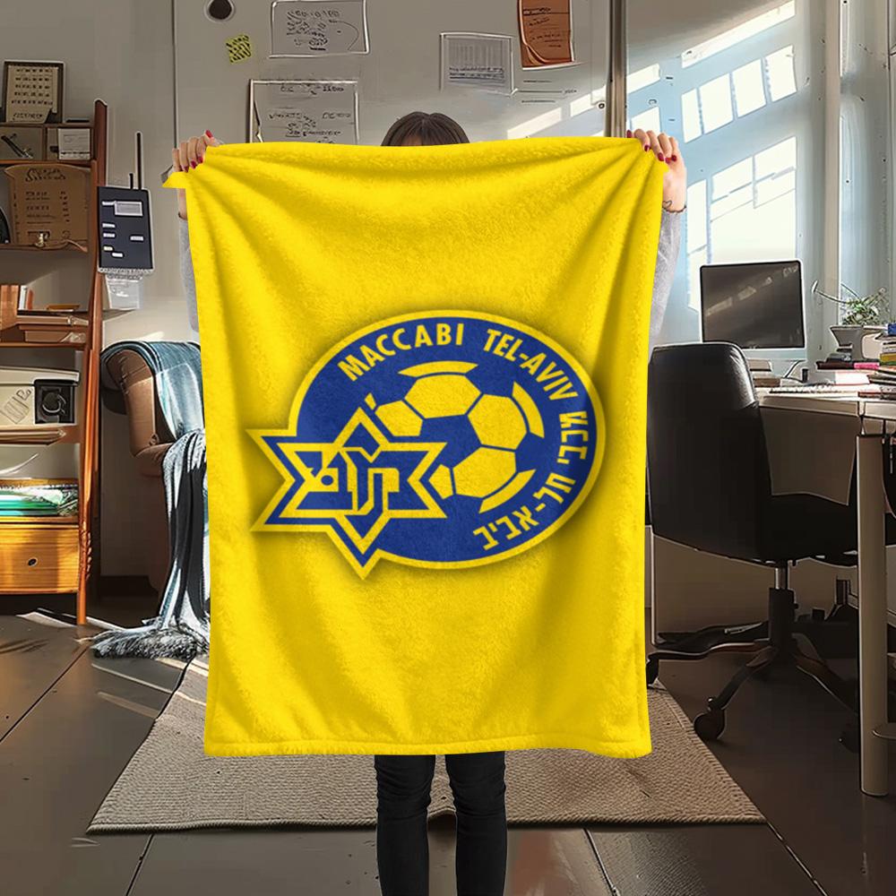 1 Stück Maccabi Tel Aviv FC Aufdruck Flanelldecke Hohe Qualität Warm Bequem Decke für Alle Jahreszeiten Perfekt für Geschenke Heimdekoration