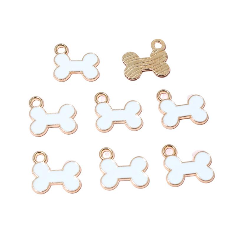 10Pcs 12X13Mm Cute Mini Enamel Animal Dog Bone Charms Pendants For Jewelry Making Necklaces Earrings Bracelets Diy Crafts Supply