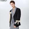 INCERUN Herren Blazer mit Revers und langen Ärmeln und einem Knopf, lässiger Anzugmantel mit Schleife