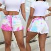 2025 Jaro/Léto Evropské a Americké Tie-Dye Třásně Opotřebovaný Spodní Lem Volné Dámské Džínové Šortky