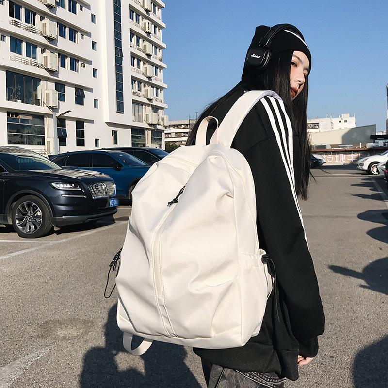 Simple Nylon Backpack for Students Large Capacity School Bag for High School College