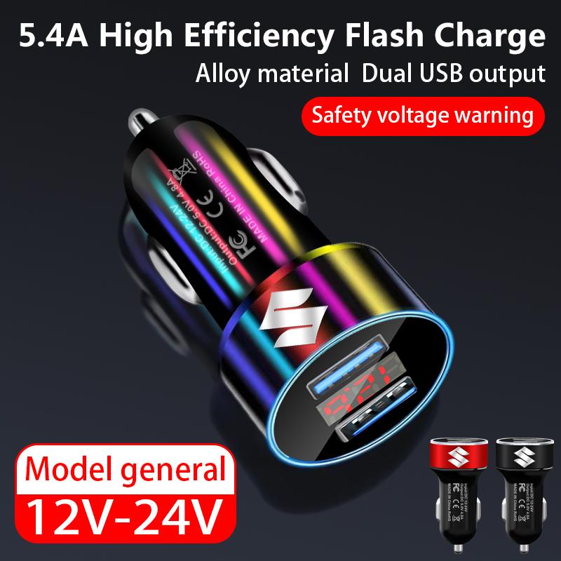 Autoladegerät 2 USB-Anschlüsse Schnellladung Digitalanzeige Autozubehör für Suzuki DZire IGNIS Grand Swift Jimny Vitara Baleno SX4 GW250 Splash Swace
