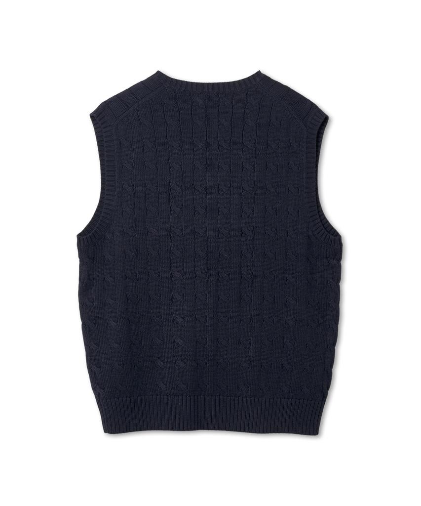POLO RALPH LAUREN Cable Knit Cotton Sweater Vest - Navy