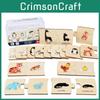 Puzzle Educational Wooden With Numbers And Animal Food Matching Kids For