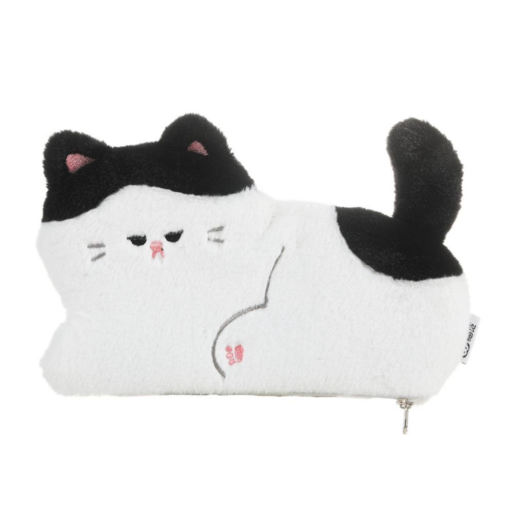 Fluffy Plush Cat Pencil Bag Large Capacity Stationery Storage Pouch Cartoon Pencil Case  Gifts