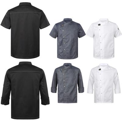 Uniforme Unisex per Personale di Cucina Giacca da Chef Cappotto da Cuoco Set Grembiule da Lavoro per Panetteria Caffetteria Ristorante
