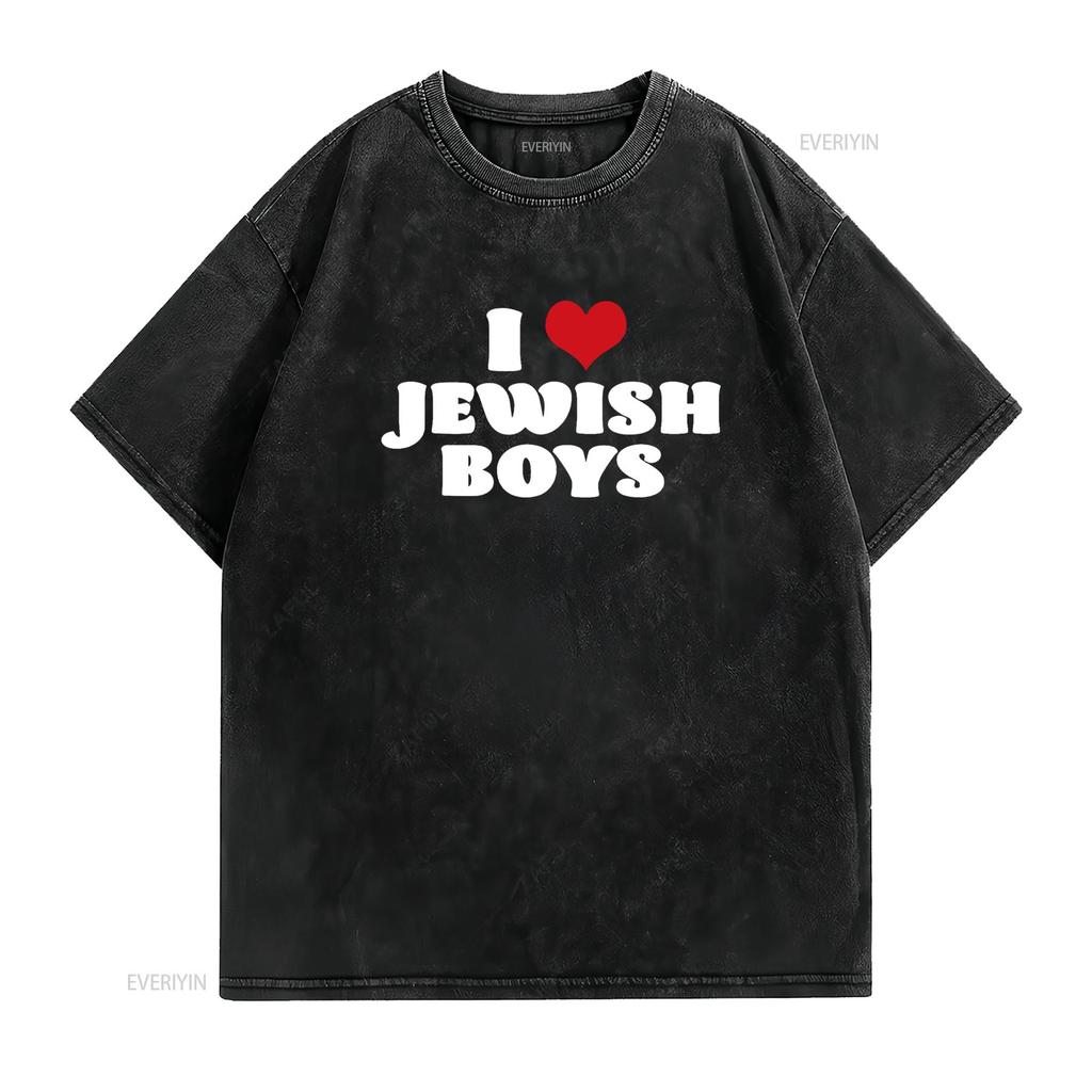 Amo i Ragazzi Ebrei Cuore Rosso Hanukkah Maglietta vintage Lavata Versatile streetwear Top Per l'Uso Quotidiano Alla Moda Leggermente homme
