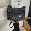 Jeansowa Haftowana Torba na Ramię Damska Torebka Miejska Torba Crossbody