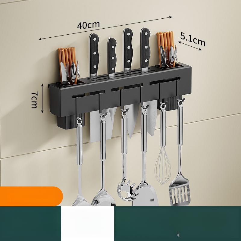 Stainless Steel Knife Holder No-Drill Wall-Mounted Kitchen Rack Multi-Functional Chopsticks and Knife Storage Rack