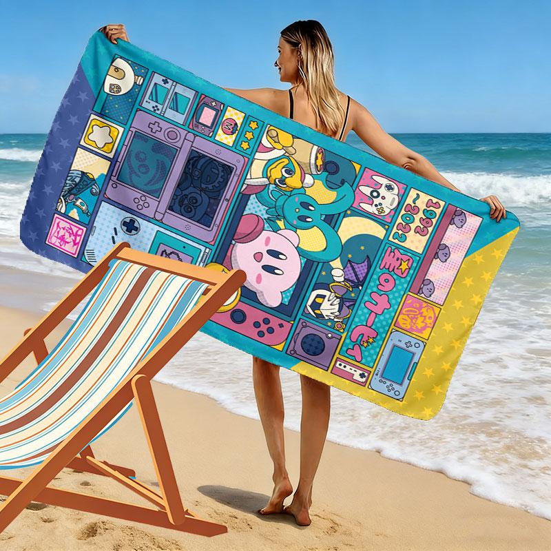 Kirby poster Print Beach Towel, Large Soft Quick Dry Towel for Beach Camping Swimming