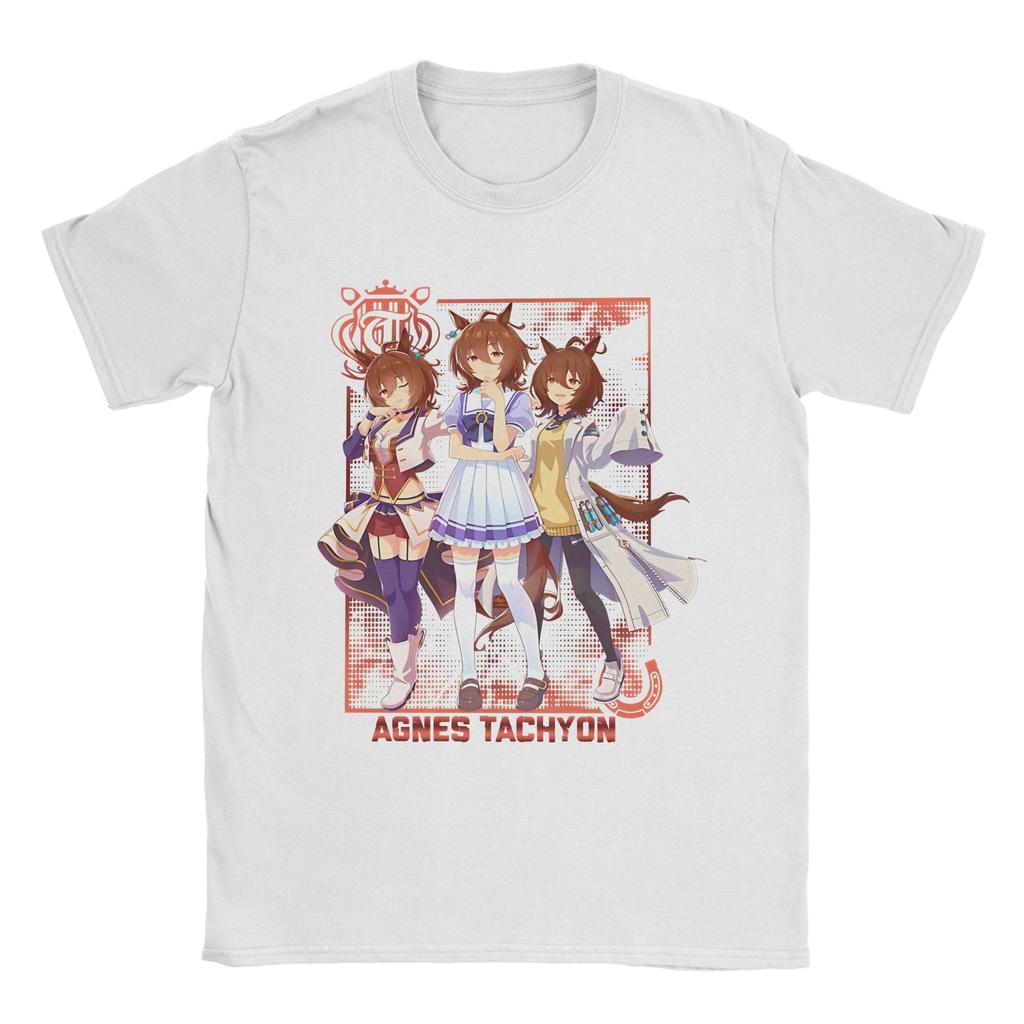 Uma Musume Mejiro McQueen T-Shirt Men's 100%Cotton Tops Vintage Crewneck Short Sleeve