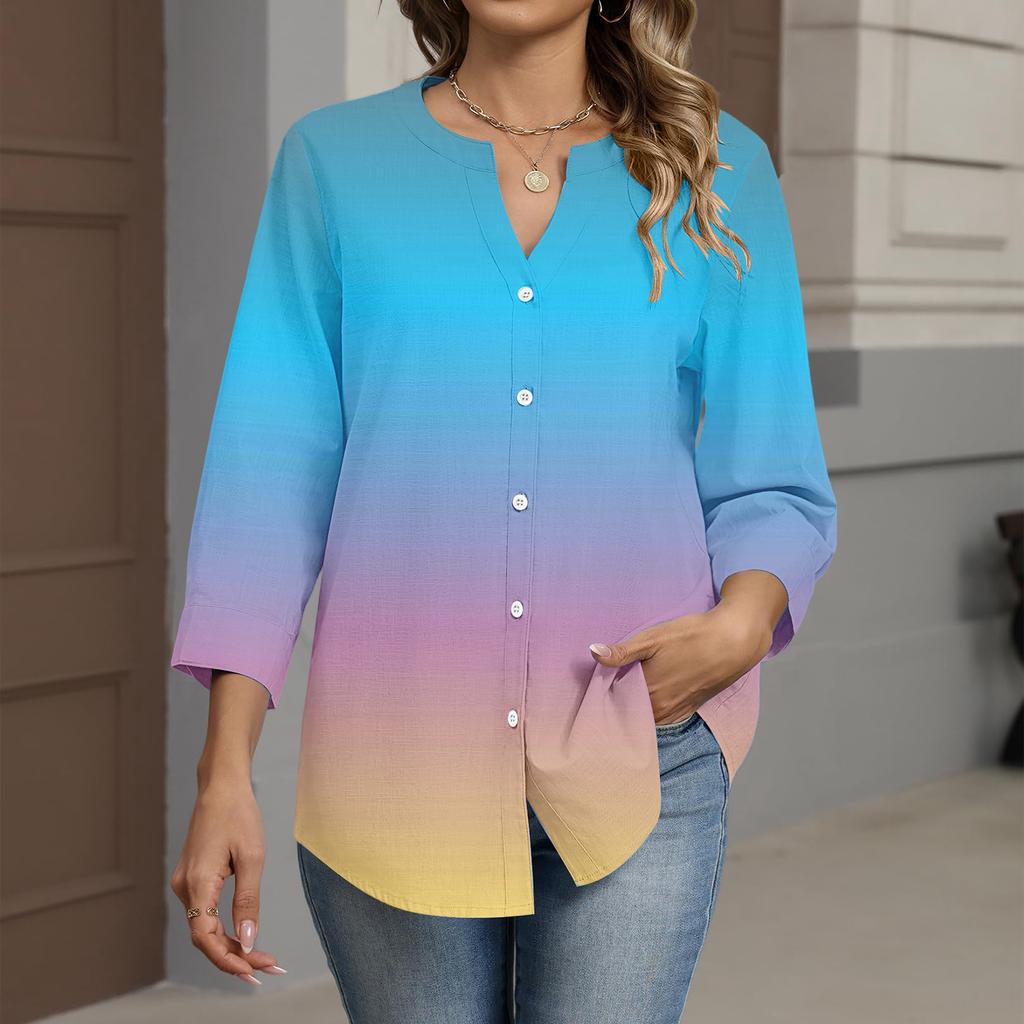Women's Fashion Casual Gradient Print Top
