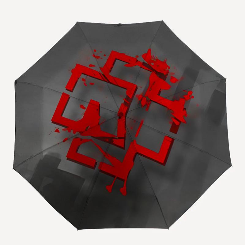 1pc Rammstein Automatic Open/Close Cute Umbrella, Portable 3-Fold Compact Umbrella for Men & Women, Perfect Gift for Birthday130