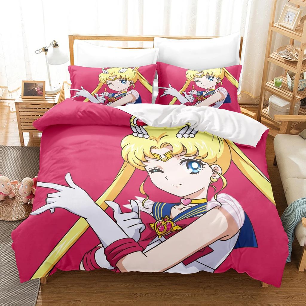 Sailor Moon Duvet Cover Set Bedding Comforter Sets King Size 3D Boys Girl Bedding Set