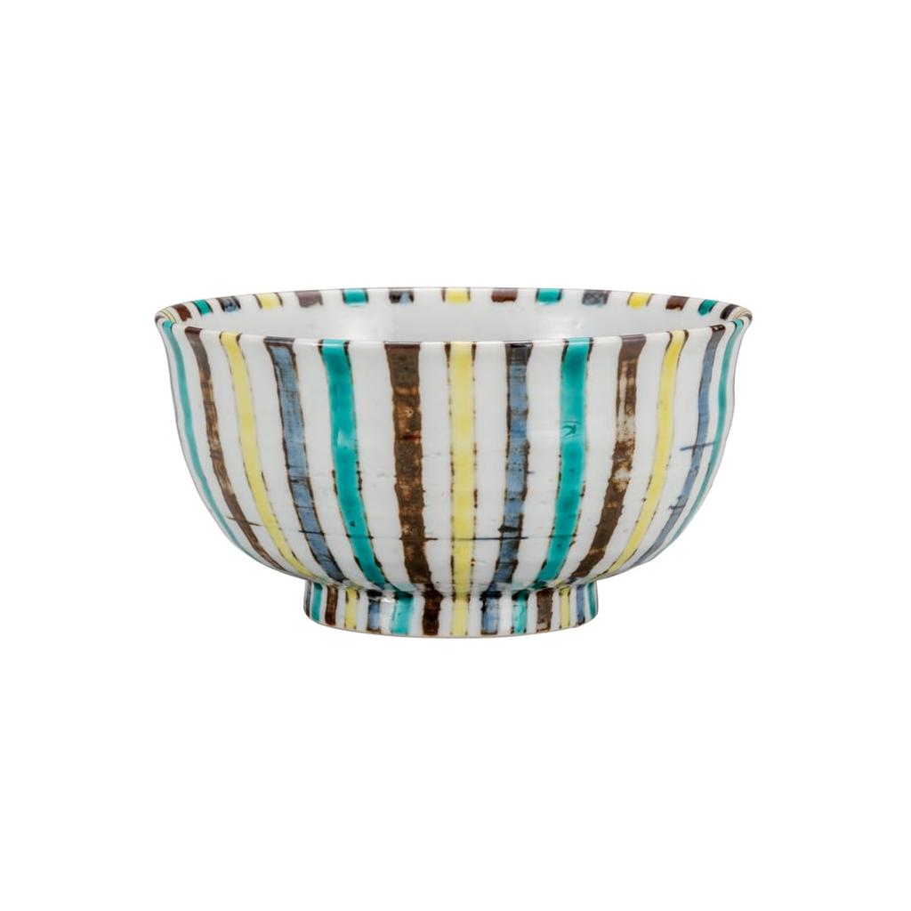 Kutani Ware Iwataya Small Bowl with Colorful Tokusa Design, Japanese Pottery Studio K8-443