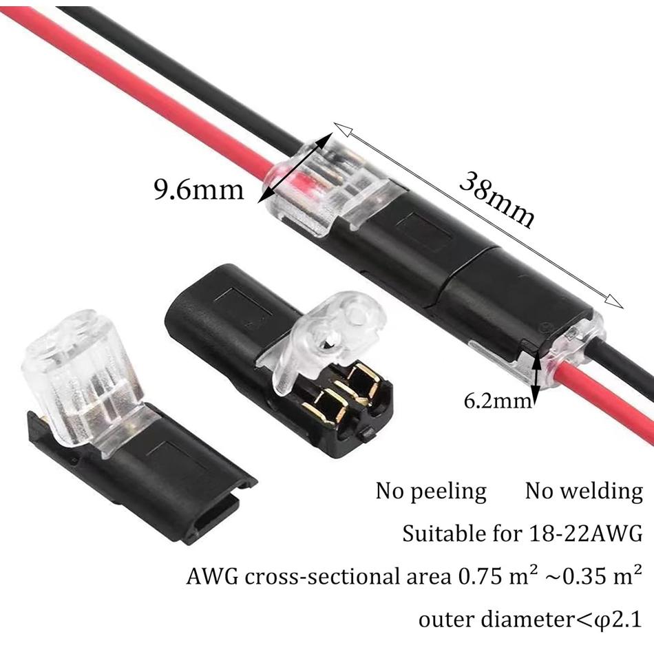 10/20pcs 2 Pin 2 Way Universal Compact Wire Terminals, No Wire-Stripping Required, Toolless Spring Wire Connectors, Quick Splice