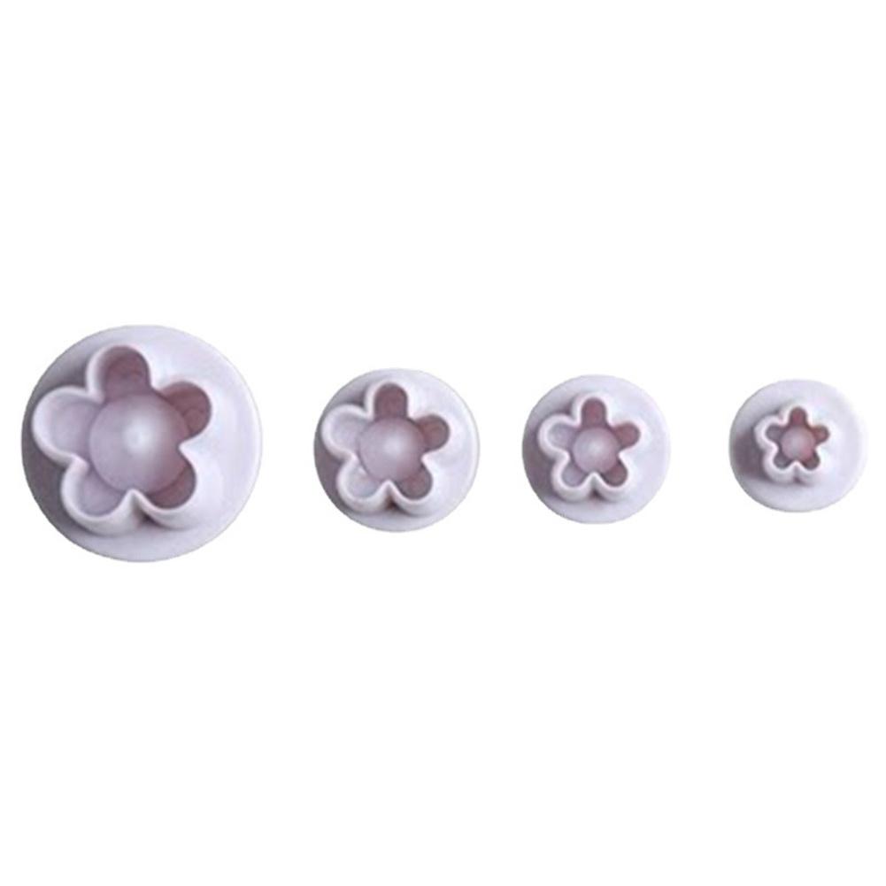 

4 шт. Пластиковая форма для выпечки в форме цветка, кухонная форма для печенья, плунжер для печенья, 3D-штамп, инструменты для украшения торта из помадки