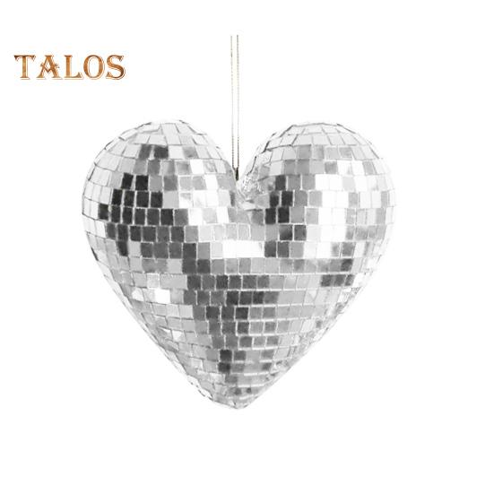 

Подвеска в форме сердца ко Дню святого Валентина, диско-шар с блестками, блестящие подвесные украшения в виде сердечек для свадеб, дней рождения, юбилеев, вечеринок серебряный