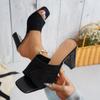 Plus Size Women’s Summer Block Heel Sandals Fashion Square Toe Slip-on High Heel Slippers