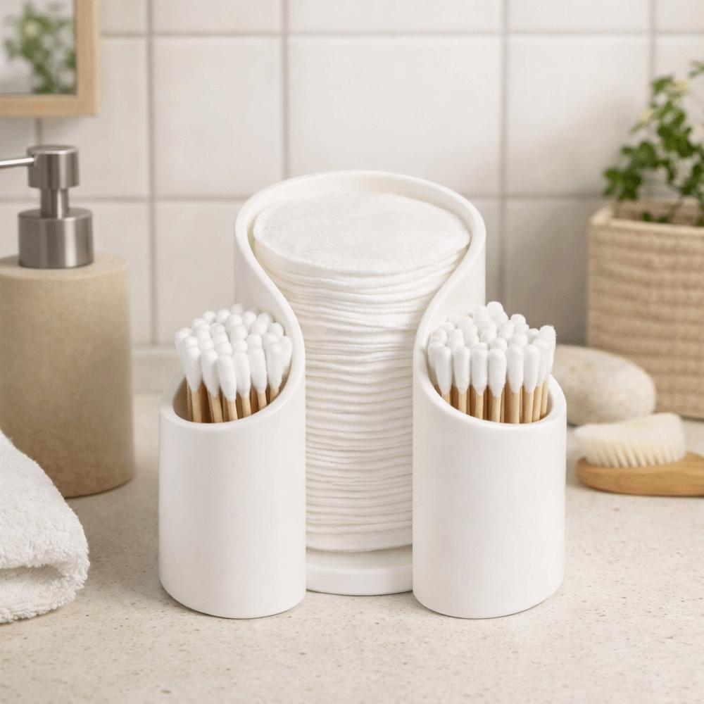 Plastic Cotton Swab Storage Box Dustproof Cotton Pad QTips Holder  Desktop Countertop