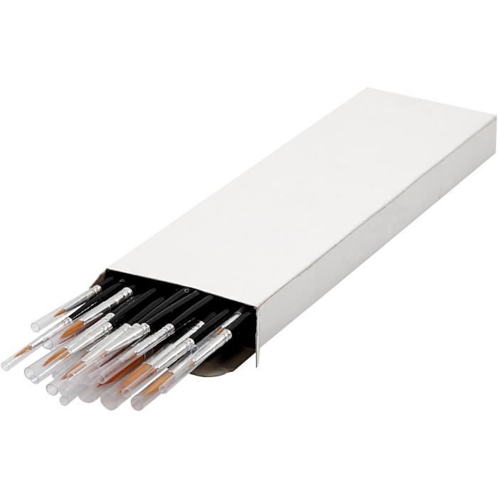 Assortiment d'excellents pinceaux ronds à manche court en bois et à poils en nylon - conviennent pour la plupart des peintures.