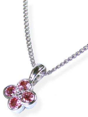[Your and My Jewelry Box] SV Natural Pink Tourmaline Pendant Necklace - Clover [October Birthstone] [Gift Wrapped]