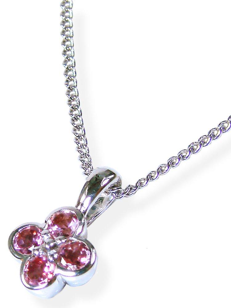 

[Your and My Jewelry Box] SV Natural Pink Tourmaline Pendant Necklace - Clover [October Birthstone] [Gift Wrapped]