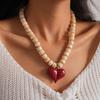 Round Bead Acrylic Love Heart Necklace Acrylic Sweater Chain Women Clavicle Necklace  Beach