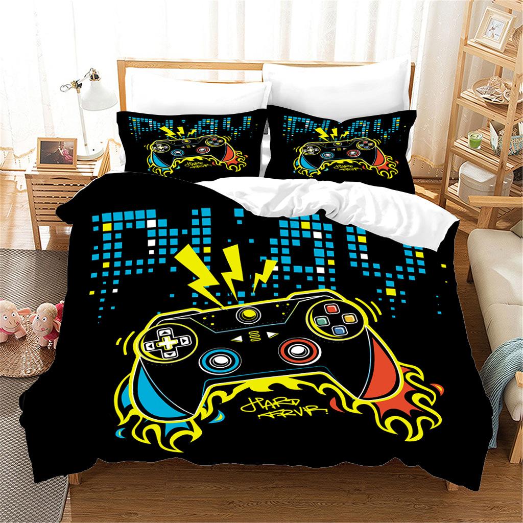 Gamepad Printing Three-Piece Digital Printing Quilt Cover Pillowcase Sheet
