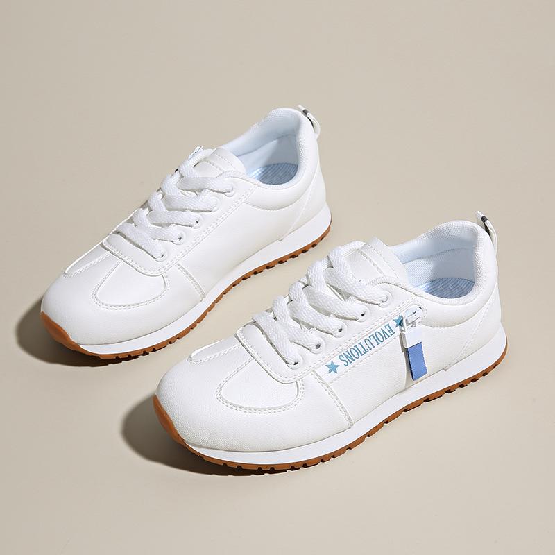 

Женские повседневные кроссовки на толстой платформе со шнуровкой, нескользящие, для ходьбы, из искусственной кожи, удобные кроссовки для тенниса для женщин, дышащая обувь для папы 40