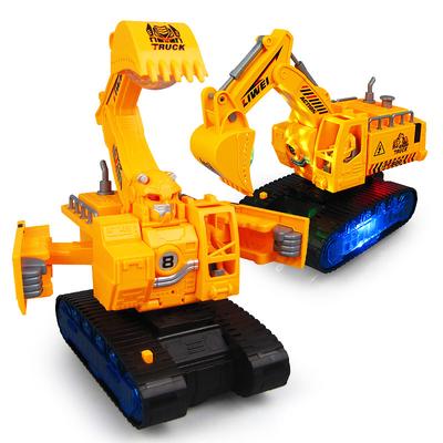 Electric Deformation Universal Music Excavator Engineering Vehicle Digging Car Children's Toy Car